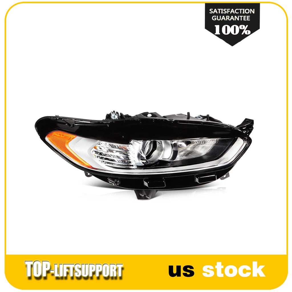 Pair Headlight Assembly for Ford Fusion (2013–2016) Chrome Amber Projector