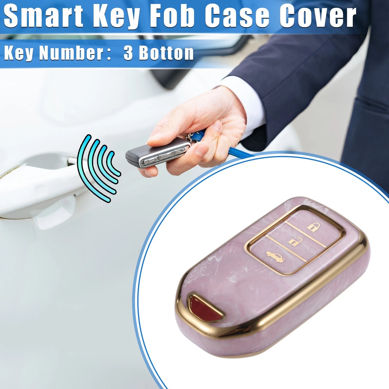 3X TPU Key Fob Cover Case for Honda CR-V, Civic (2014–2016) - Pink