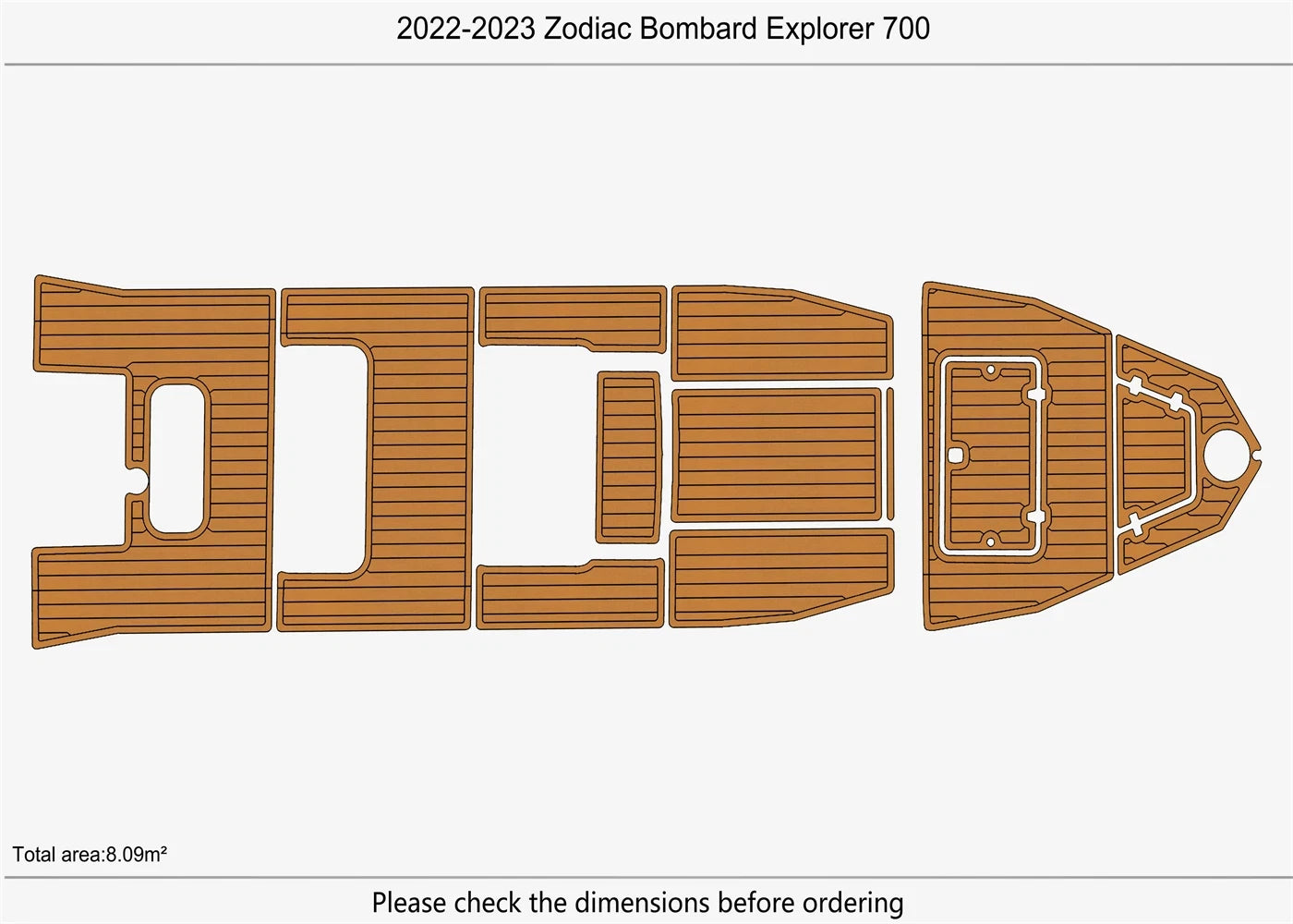 EVA Foam Teak Deck Flooring for Zodiac Bombard Explorer 700 (2022–2023)