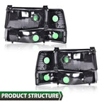 Clear Headlights, Corner & Bumper Signal Lamps for Bronco F150 F250 F350 (1992–1996)
