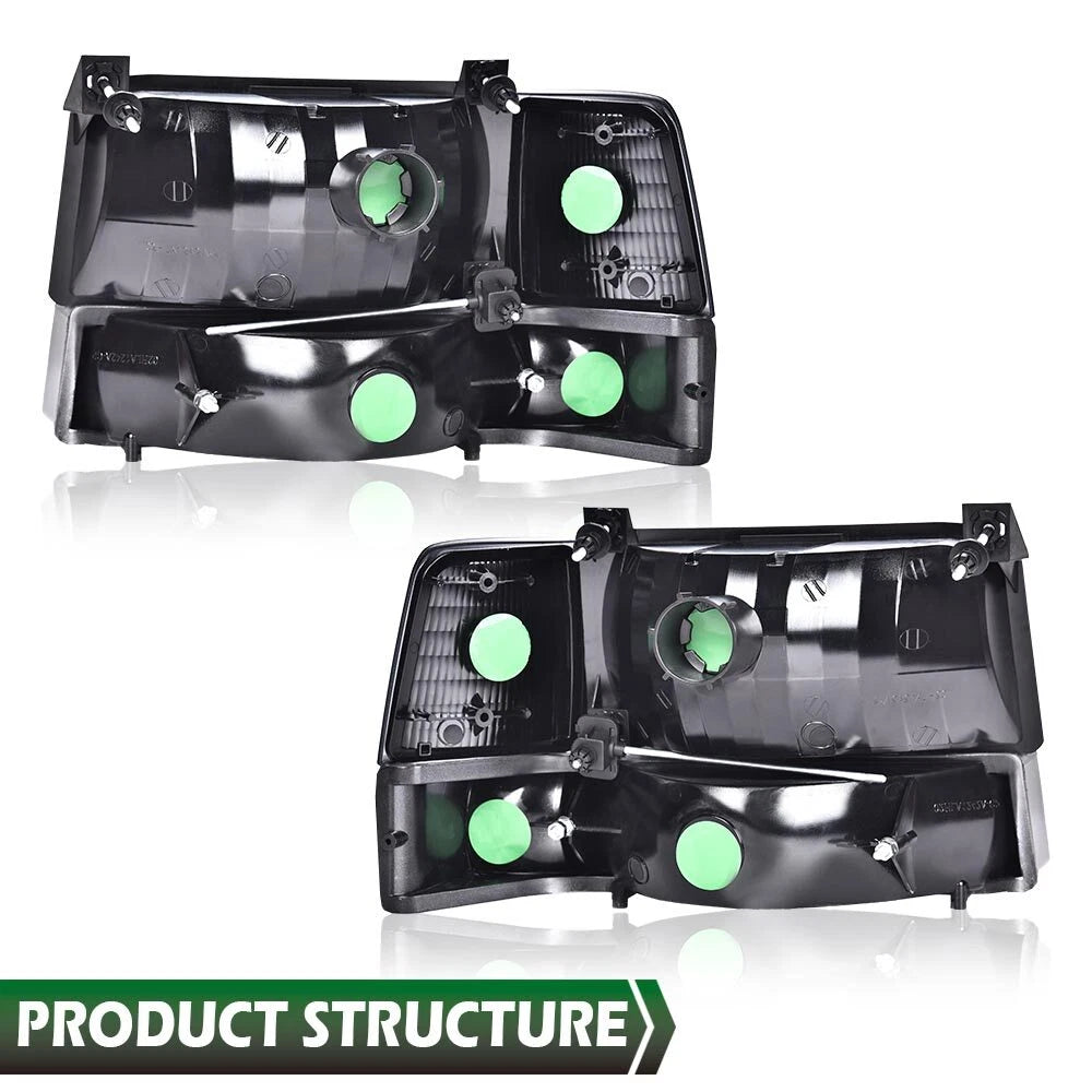 Clear Headlights, Corner & Bumper Signal Lamps for Bronco F150 F250 F350 (1992–1996)