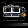 F-Shape LED DRL Switchback Headlights for Chevy Blazer/S10 (1998–2004)