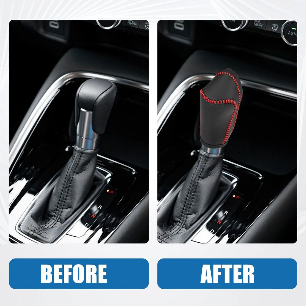 Gear Shift Lever Cover for Honda CR-V (2008–2014) Black Red Stitches