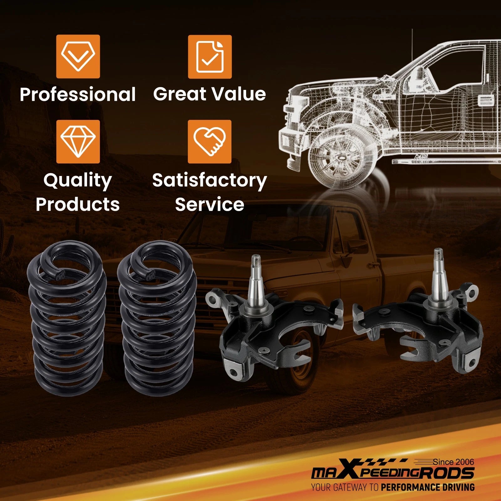 5" Front Lowering Spring Kit for Chevy Silverado C10 GMC Sierra C15 (1973–1987)