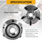 Pair Front Wheel Bearings and Hubs Assembly for Chrysler Sebring (2007–2010)