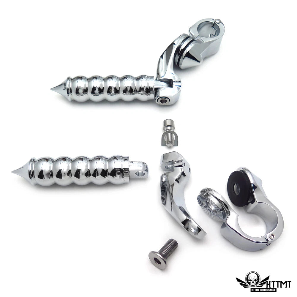 Chrome 2.5" Long Foot Pegs for Harley SuperLow 120 (2011–2020)