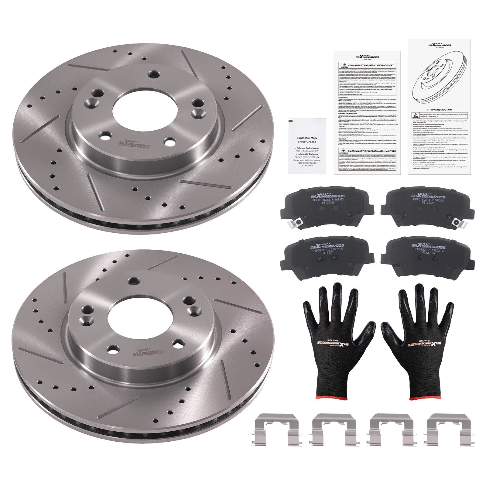 Front Brake Rotors & Ceramic Pads Kit for Hyundai Elantra Coupe (2013–2014) D1543