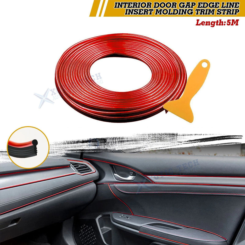 Red Interior Door Gap Edge Line Insert Molding Trim for 16ft (2024–2024)