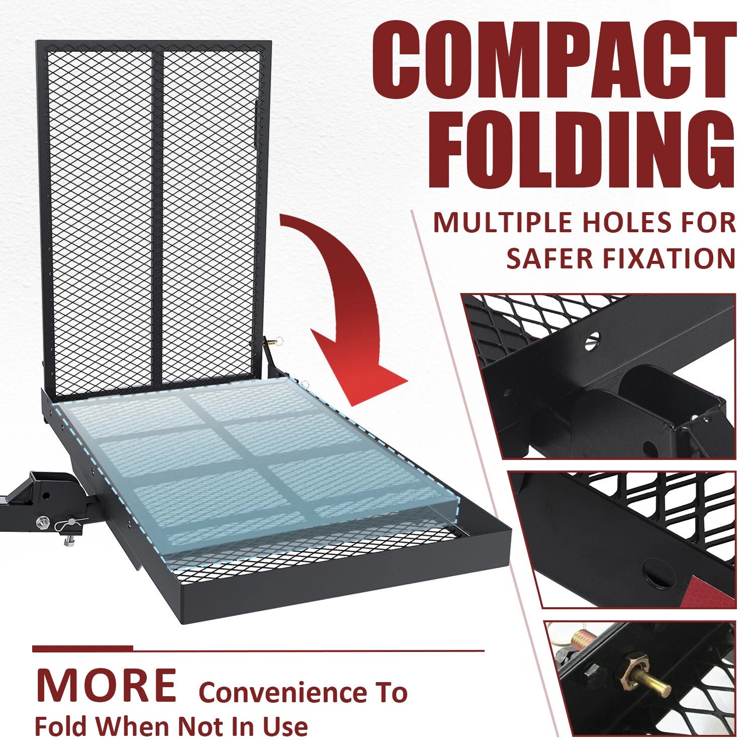 Folding Mount Cargo Carrier for Wheelchair (500LB Capacity)