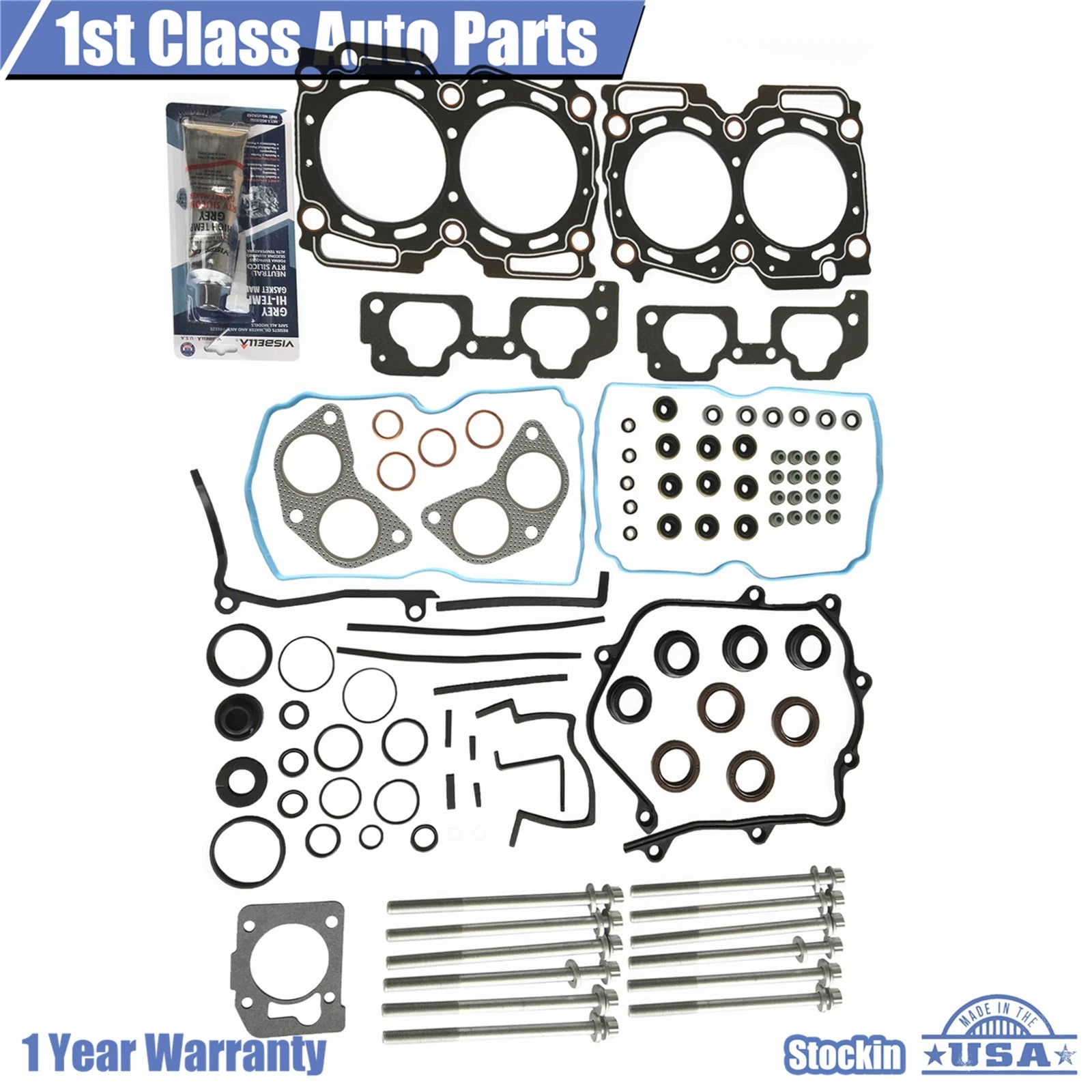 Head Gasket Set with 12 Bolts for Subaru Baja Impreza Legacy 2.5L (1999–2003)