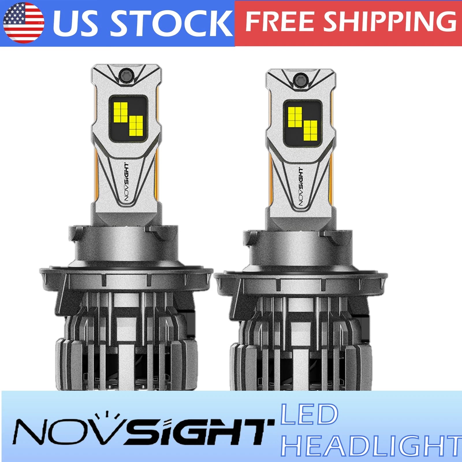 2X 9008 H13 LED Headlight Bulbs Kit for High Low Beam (6500K)