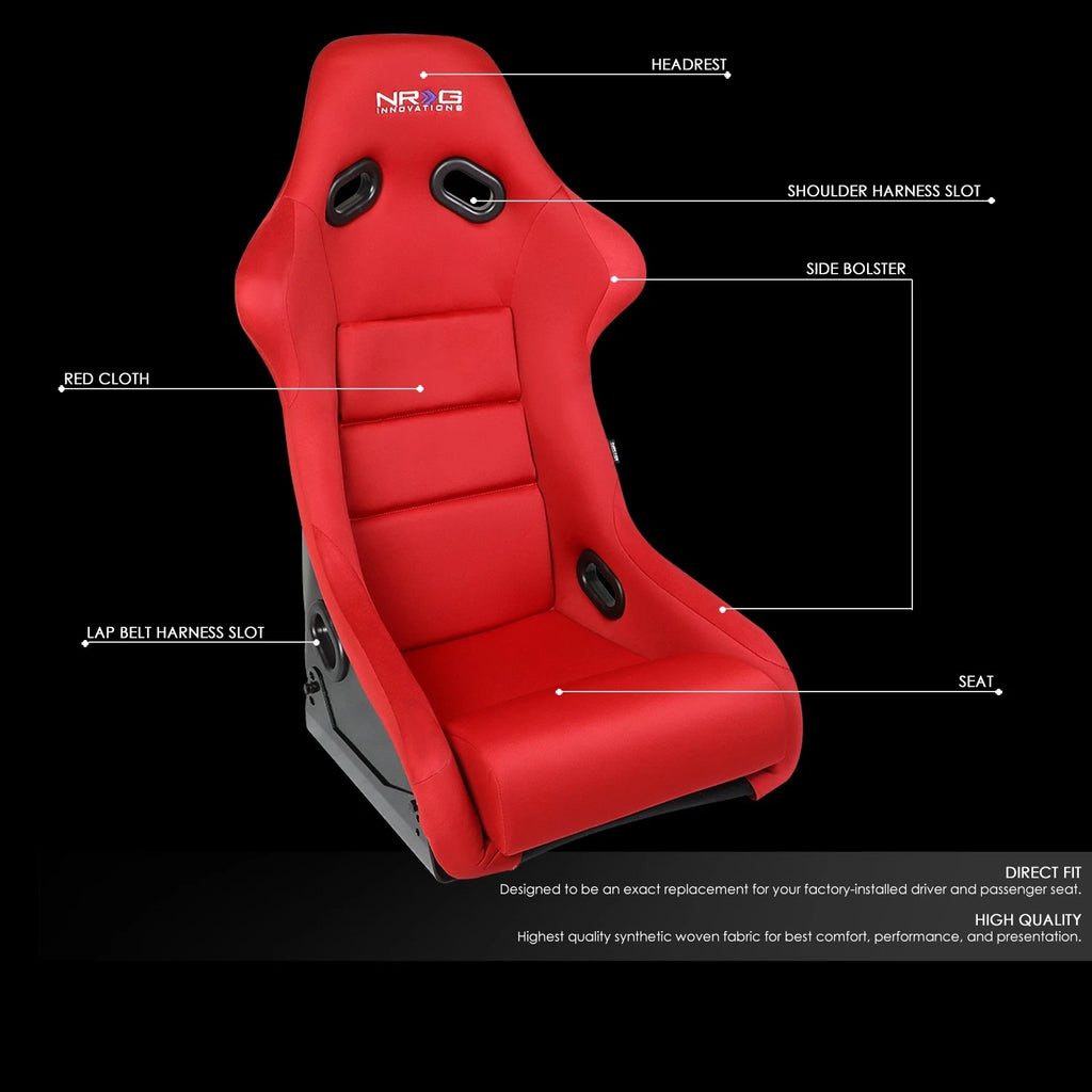 NRG Bucket Racing Seat with Cushion for Universal Fit (Fiberglass/Woven)
