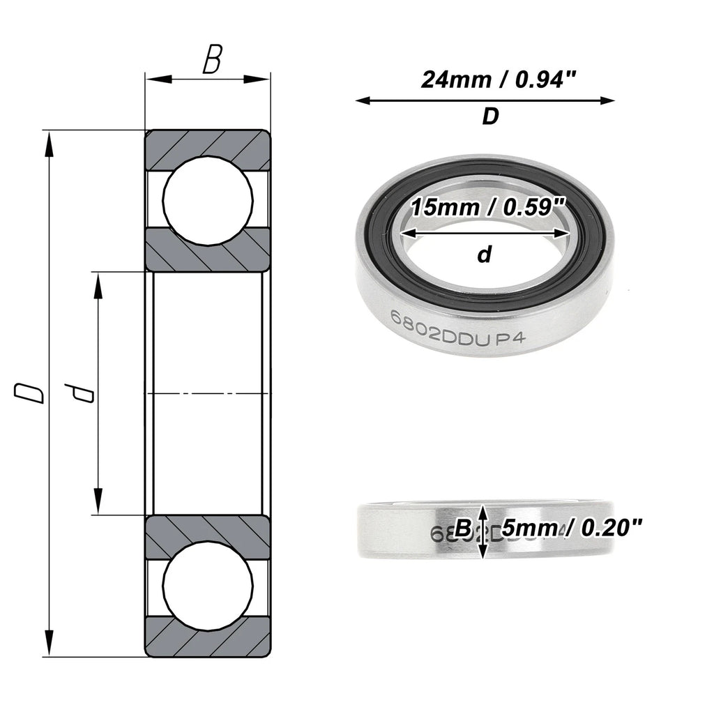Deep Groove Ball Bearing P4 for Scooter Skateboard Wheel (15x24x5mm)