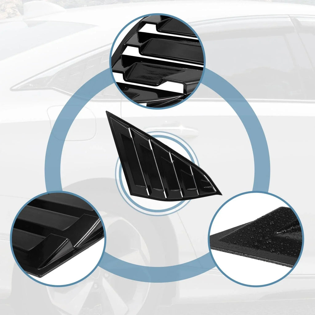 Glossy Black Rear Quarter Vent Window Scoop Louvers for Honda Accord (2018-2021)