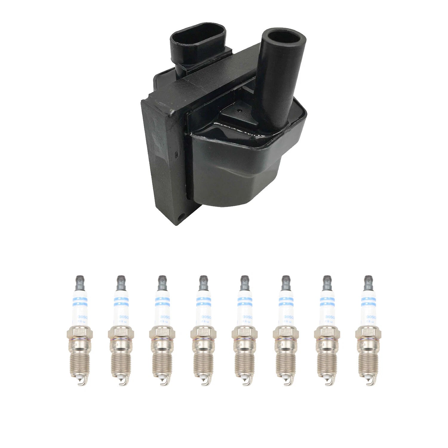 Set of 8 Hitachi Ignition Coils & Bosch Double Platinum Spark Plugs for Tahoe P30 (2000–2006)