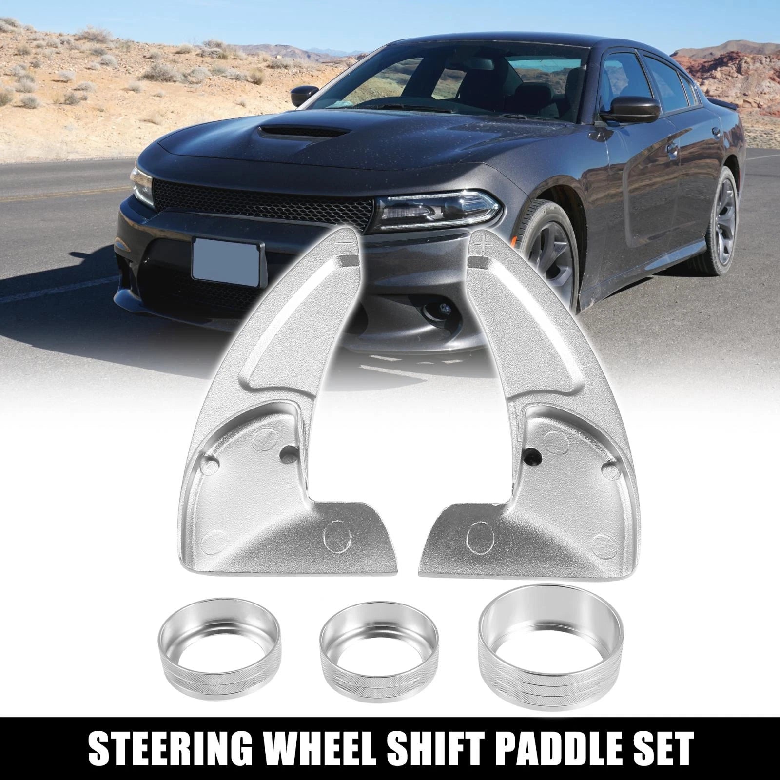Silver Tone Inner Paddle Shifter Set for Dodge Charger (2015–2023) 745065577905