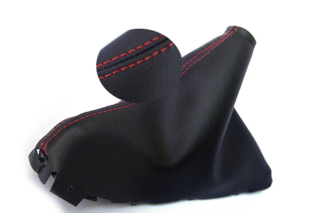 E-Brake Boot Cover for Mazda 3 (2014–2016) - PVC Leather, Red Stitch
