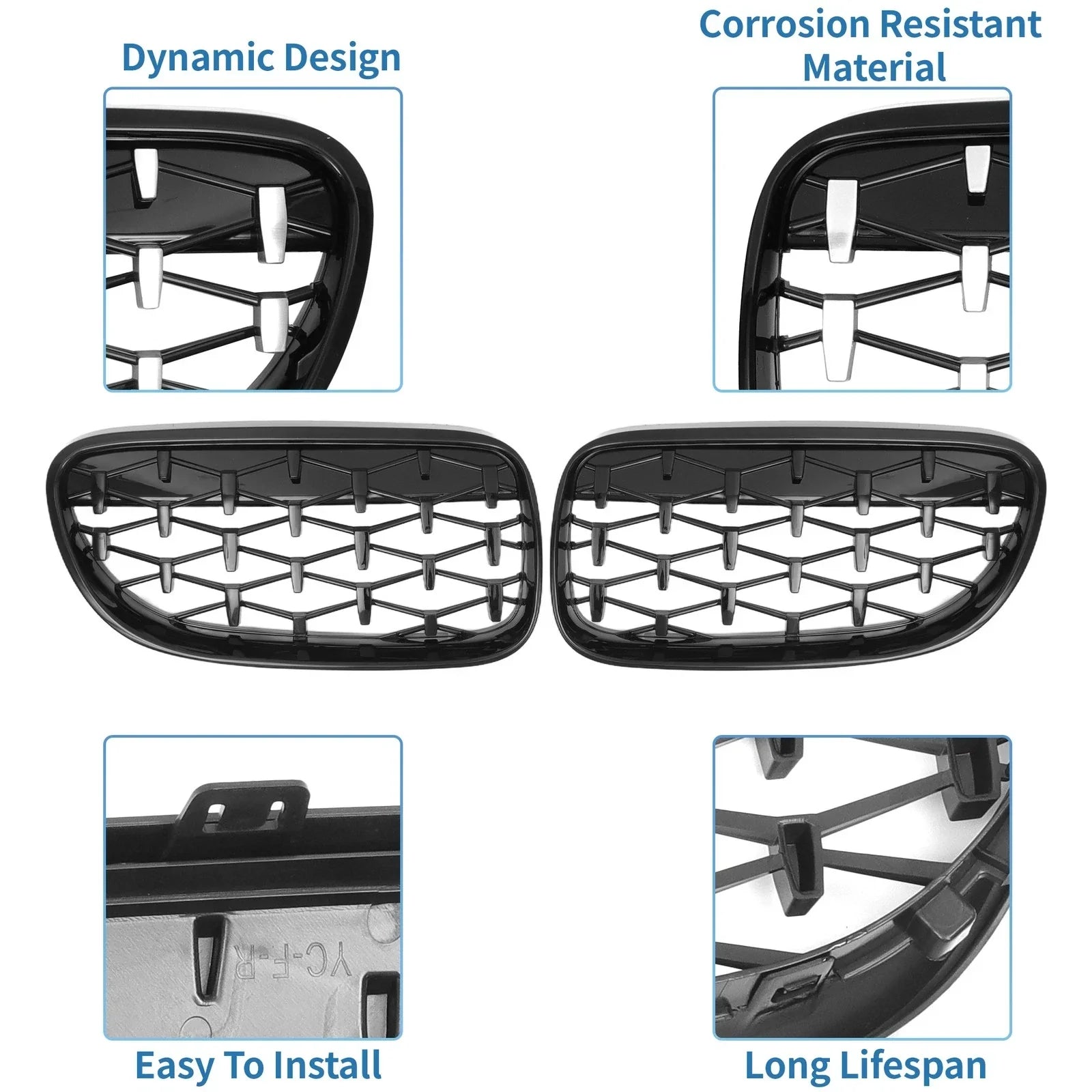 Pair Front Hood Bumper Grille for BMW 335is 328i xDrive 335i xDrive E92