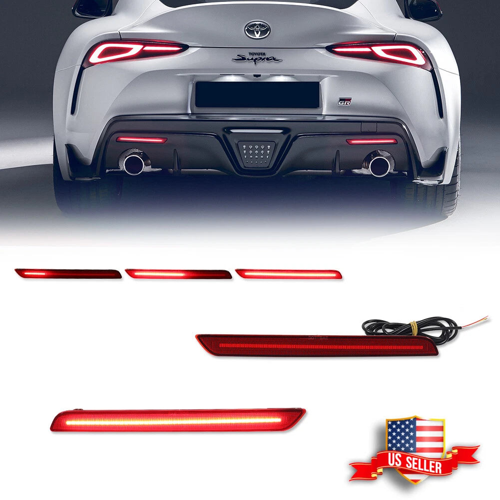 2X Red Rear Bumper LED Reflector Tail Lights for Toyota GR Supra (2020–2024)