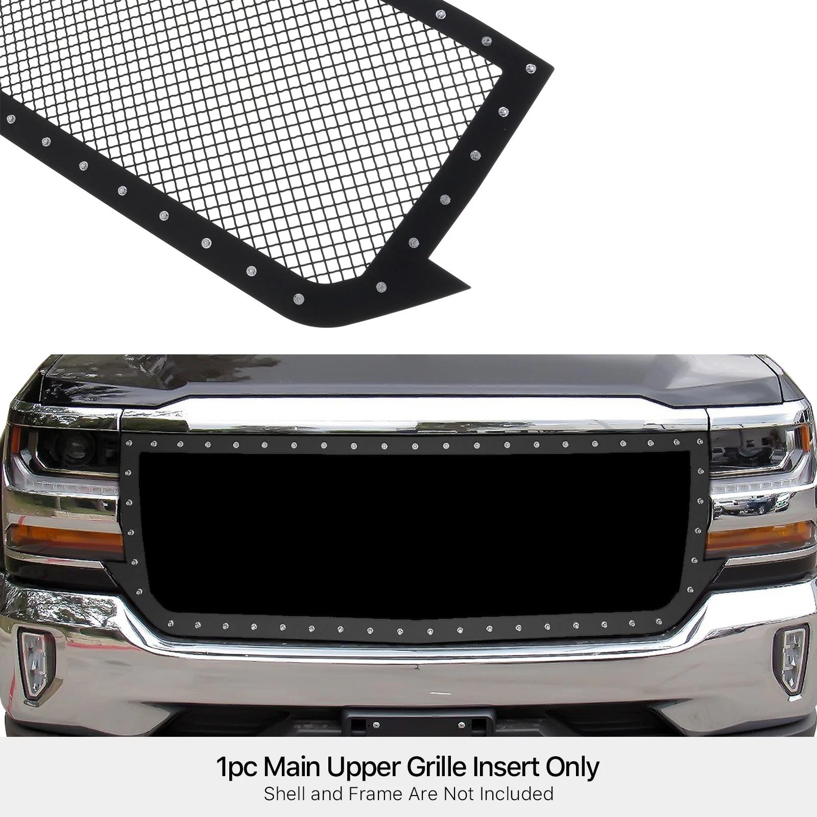 Black Mesh Rivet Grille for Chevy Silverado 1500 (2016-2019)