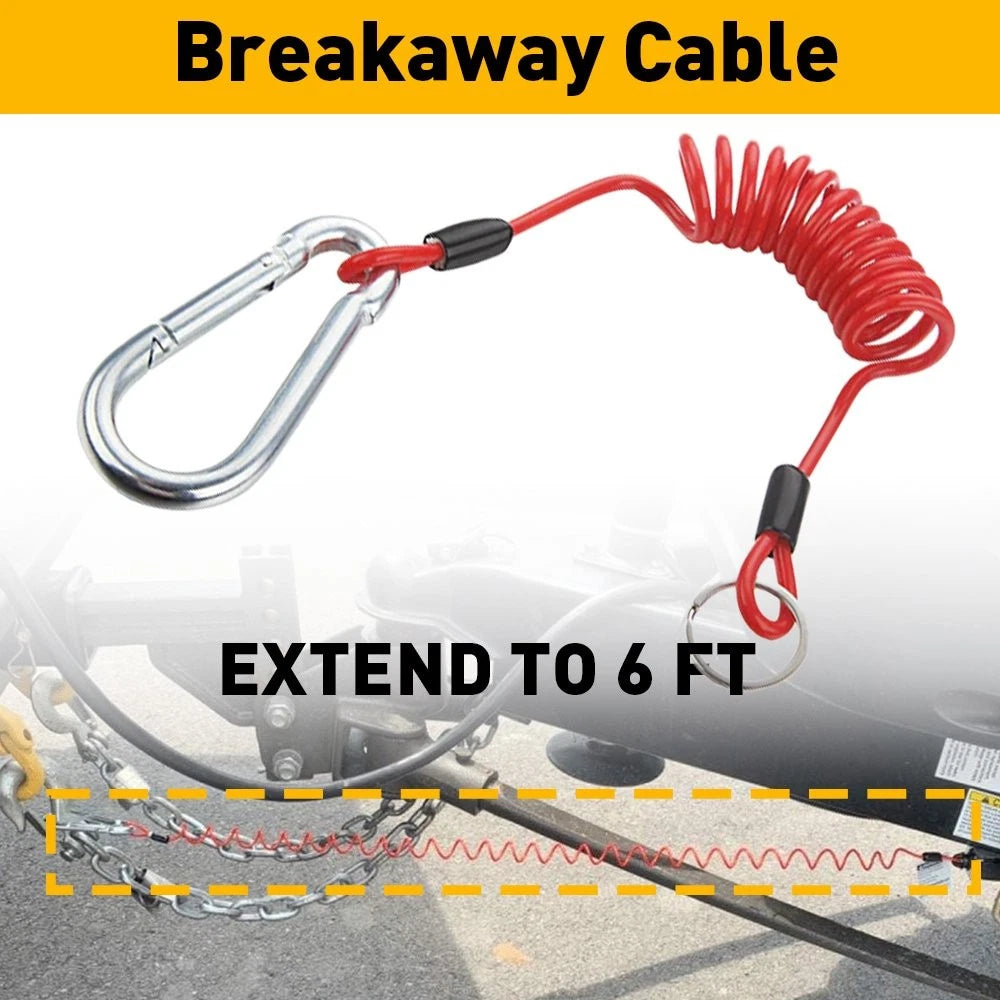 6' Coiled Breakaway Safety Cable for RV Trailer (AUXITO EXXI)