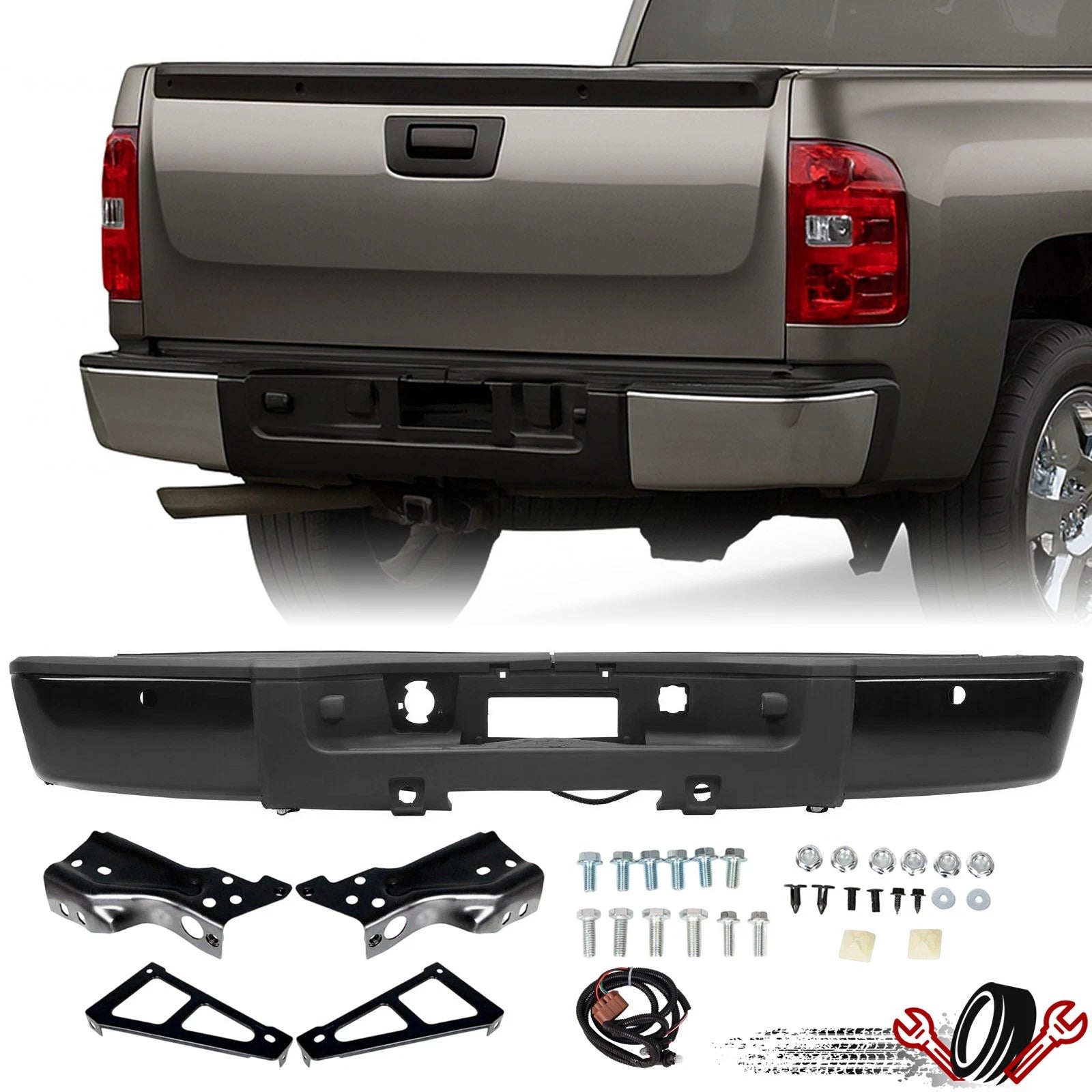 Bumper Assembly with Lights for Chevy Silverado GMC Sierra 1500 (2007–2013)