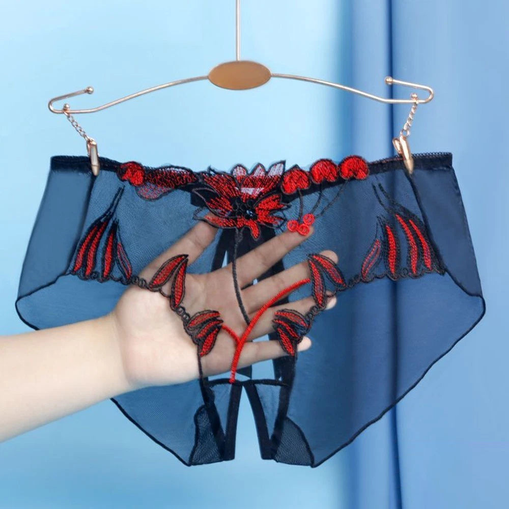 Set of 4 Floral Mesh Seamless Briefs Panties for Women