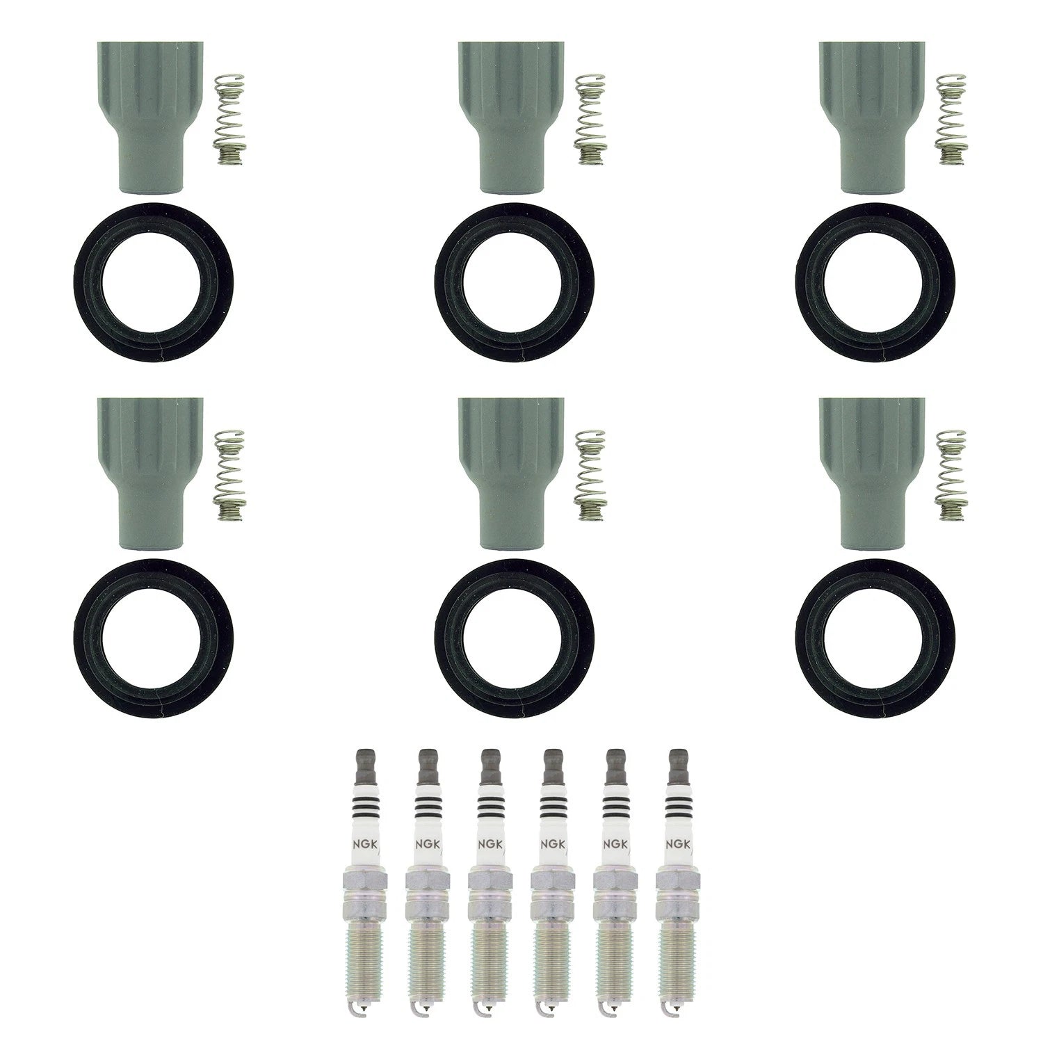 Set of 6 NGK Iridium IX Spark Plugs & Coil Boots for ATS Canyon Colorado CTS (2013–2019)