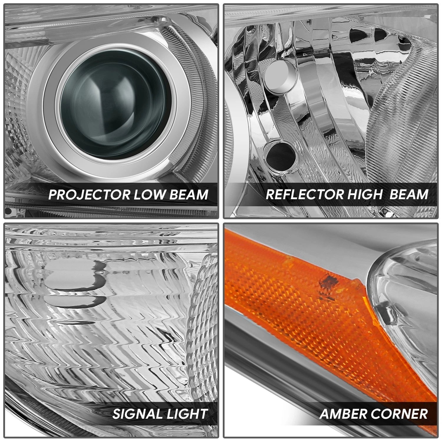 Chrome Amber Projector Headlight for Toyota Highlander (2011–2013)