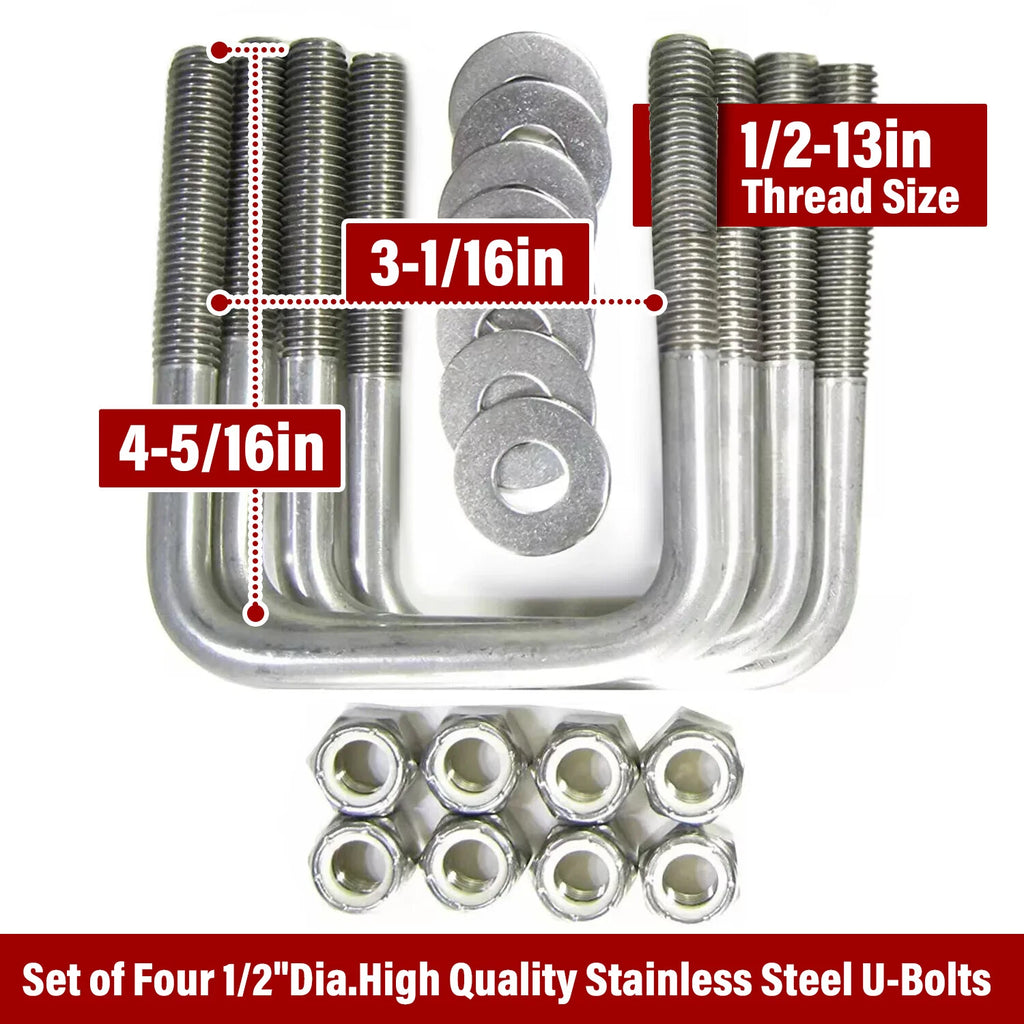 Set of 4 Heavy Duty Steel U Bolts for Boat Trailer (Fits Various Models)