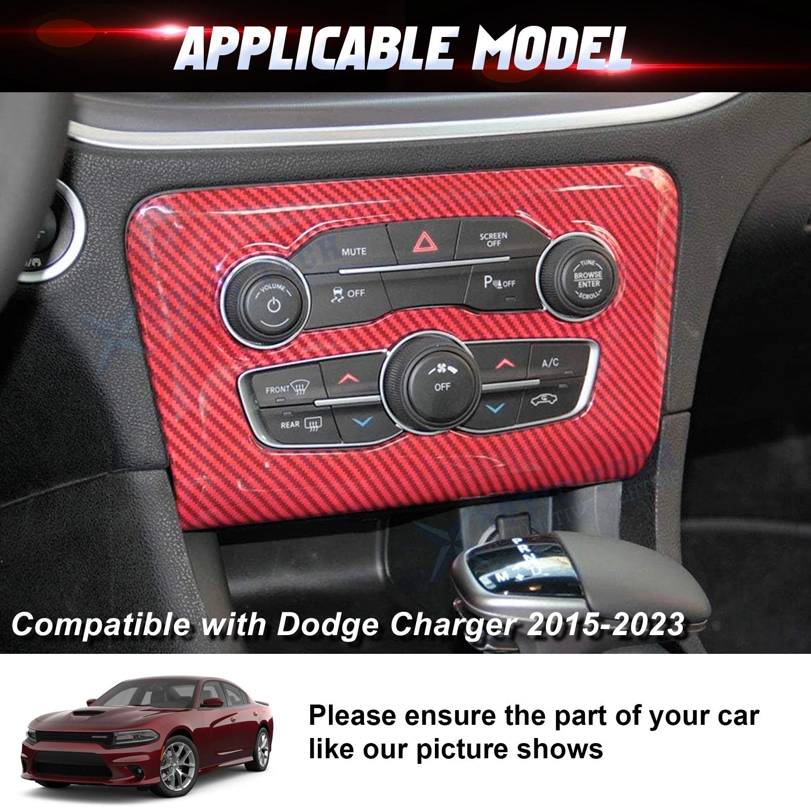 Carbon Fiber Look AC Switch Panel Cover for Dodge Charger (2015-2023)