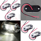 2X 2.5" Clearance White Oval LED Lamps for Trailer Pickup 