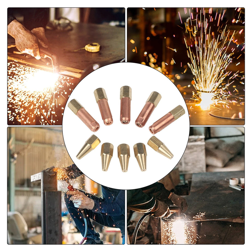 Set of 10 Oxygen Acetylene Welding Nozzles for H012 Torch Applications