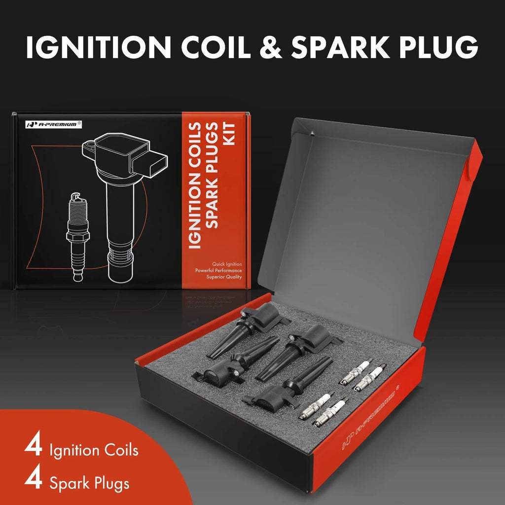 Set of 4 Ignition Coils & Iridium Spark Plugs for Ford Escape (2005–2008)