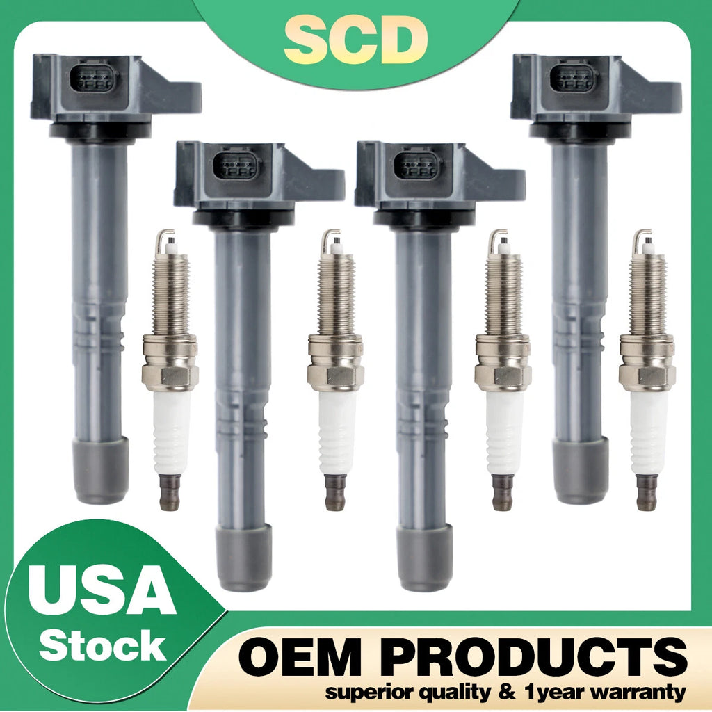 Set of 4 Ignition Coils & Spark Plugs for Honda CR-V 2.4L, Accord 2.0L, Acura TLX, ILX (2015–2020)