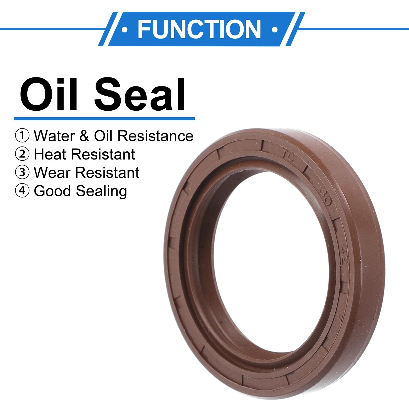 2X Oil Seal Rotary Shaft Seal FKM Rubber 30x42x7mm for Universal 