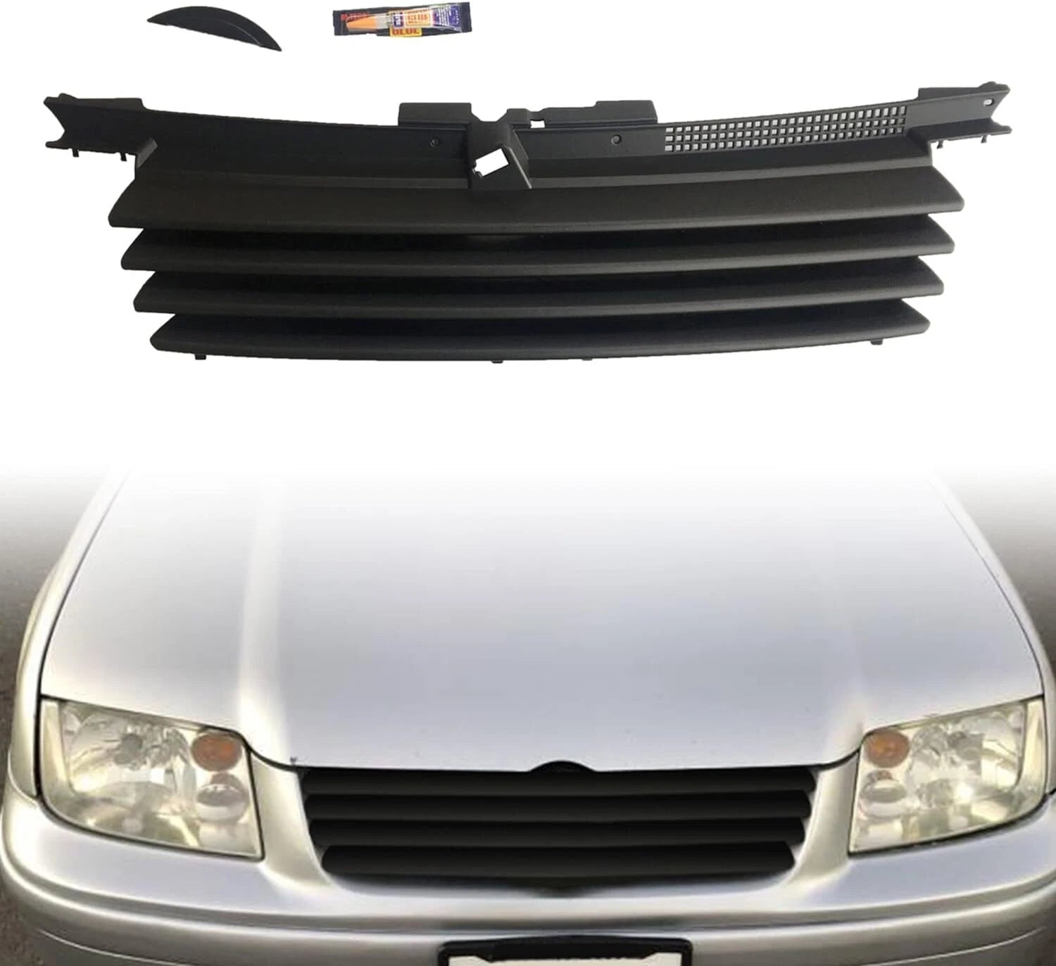 Front Badgeless Grille with Hood Notch Filler for VW Jetta Bora (1999–2005)