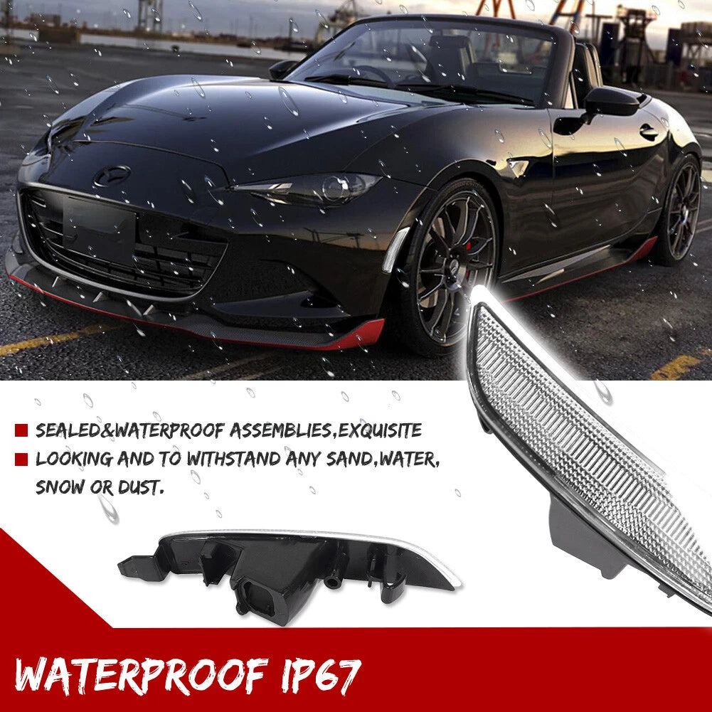 2X Euro Style Clear Lens Front Side Marker Lights for Mazda MX-5 Miata (2016–2022)
