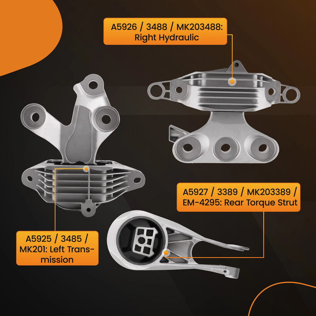 Set of 3 Engine Motor Transmission Mounts for Chevrolet Malibu (2016–2018)