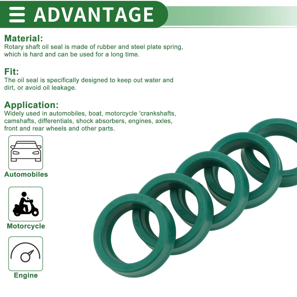Set of 5 Oil Seal Rotary Shaft Seal 25x33x8mm for Various Models