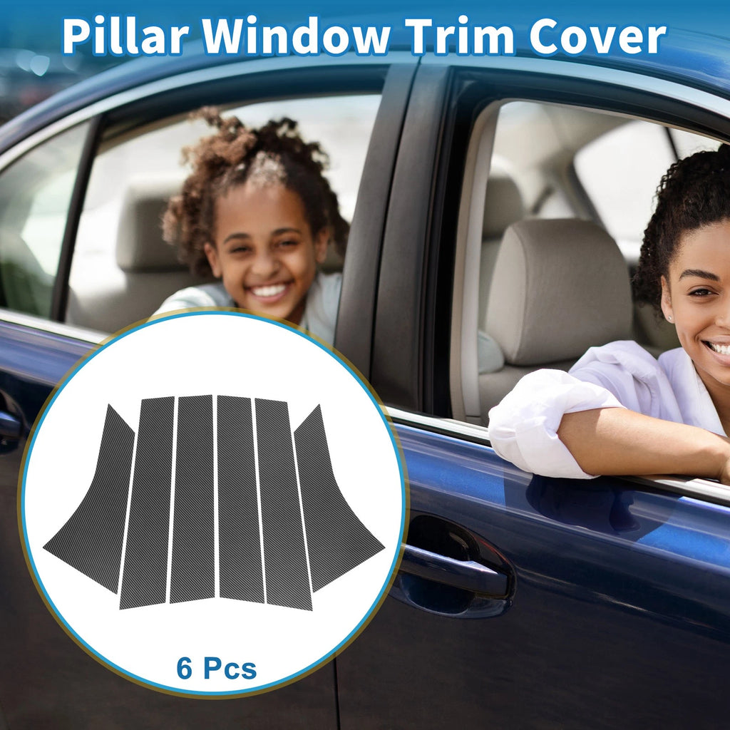 Set of 6 Door Pillar Window Trim for Ford Focus (2012–2019) Carbon Fiber