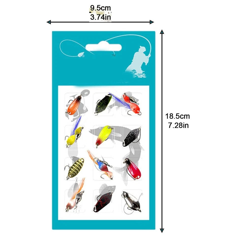 12pc Hard Metal Wobbling Action Trout Spoon Fishing Lures for Anglers