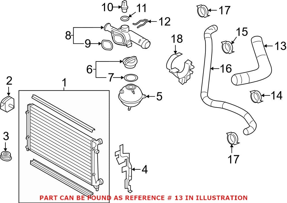 Upper Radiator Coolant Hose 5C0122101L for Volkswagen Jetta (2011)
