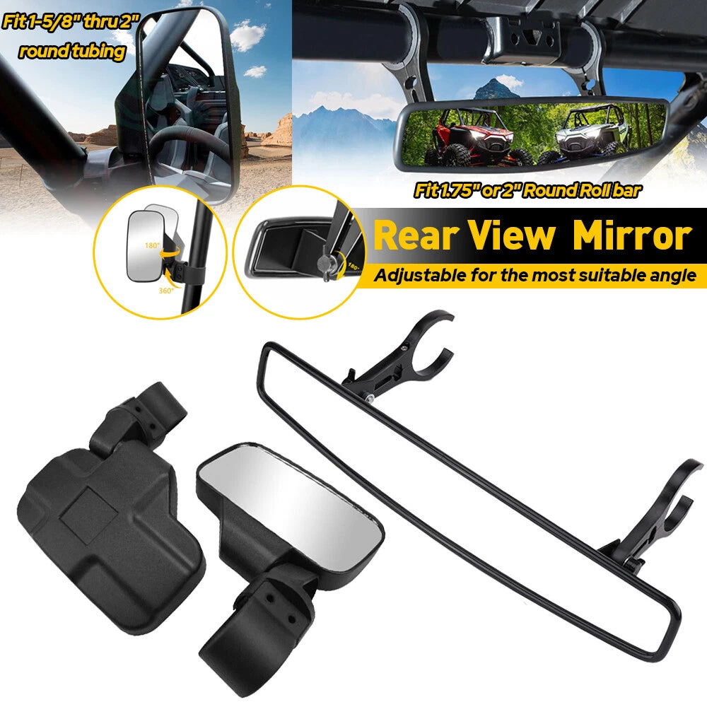 Set of 2 Rear-View Wide Center Side Mirrors for Kawasaki Mule 3000-4010