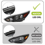 Set of 2 Upgrade Black Conversion Halogen Headlights for Ford Focus (2015–2018)