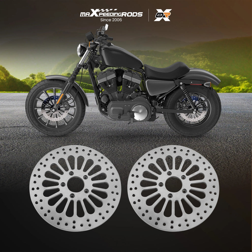 1 Pair Front Brake Rotor Disc for Harley Dyna (2007–2017) - Stainless Steel