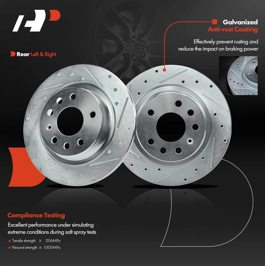 Rear Drilled Brake Rotors & Ceramic Pads for Saab 9-3 (2004–2011)