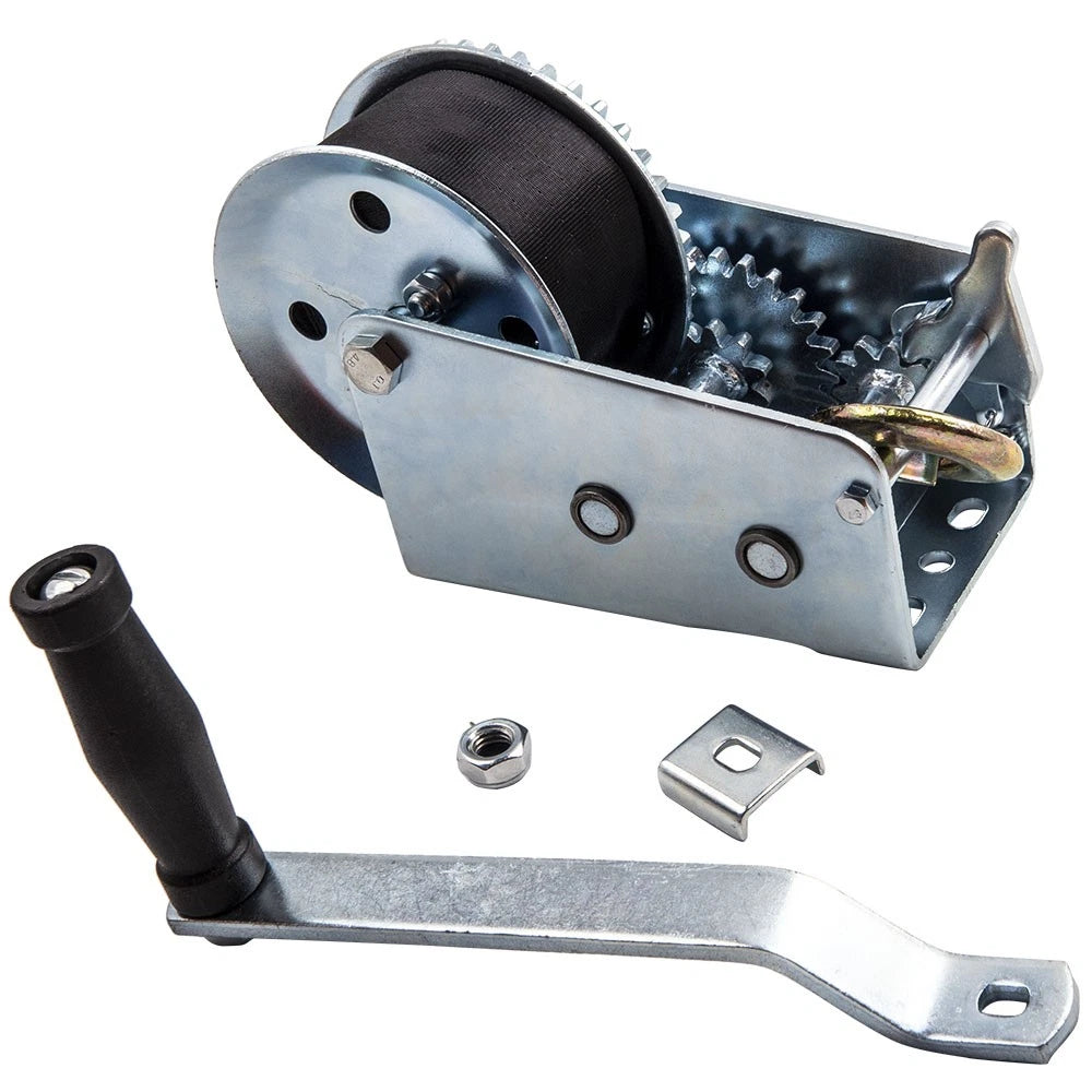 2000lbs Hand Winch with 20ft Nylon Strap for Boat Trailer Truck ATV RV