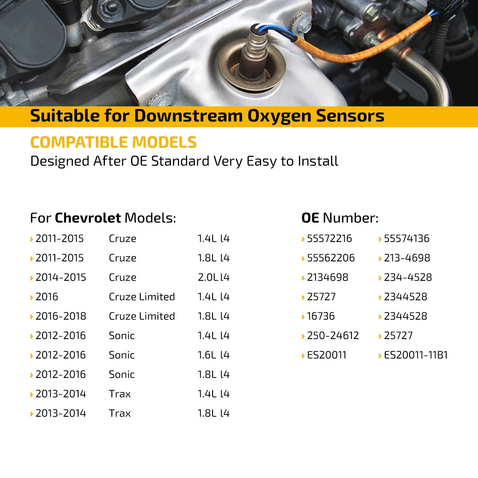 O2 Sensor Downstream for Chevy Cruze Sonic Trax (2011–2016) 55572216