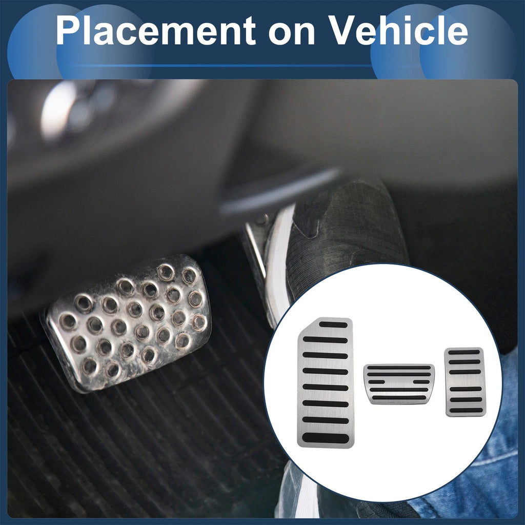 3 Pcs Automatic Foot Accelerator Pedal Covers for Honda Accord (2016–2022) Silver Tone